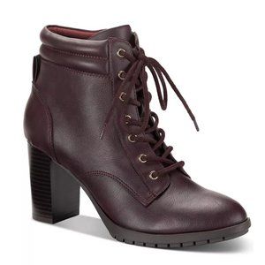 Style & Co Laurellee Lace-up Dress Booties, Color: Wine Smooth sizes 8 & 8.5